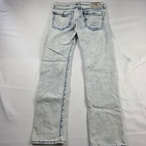 True Religion Geno Relaxed Slim Jeans Mens 33x32 Light Acid Wash Stretch Denim